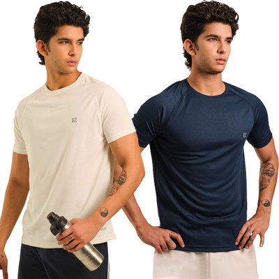Sirtex Eazy Solid Men Round Neck Blue, White T-Shirt