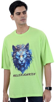 miller johnson Graphic Print Men Round Neck Light Green T-Shirt