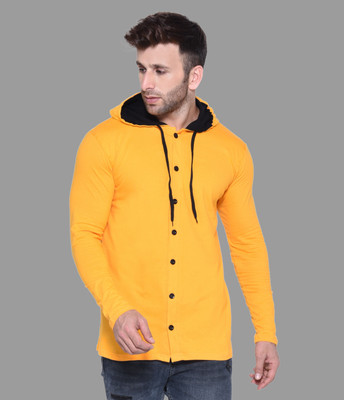 tfurnish Solid Men Hooded Neck Yellow T-Shirt