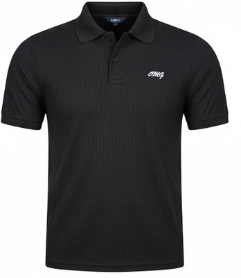 JIVI SHINE Solid Men Polo Neck Black T-Shirt