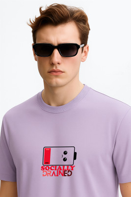 Teesverse Graphic Print, Printed Men Round Neck Purple T-Shirt