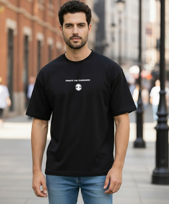 Alan Jones Typography, Printed Men Round Neck Black T-Shirt