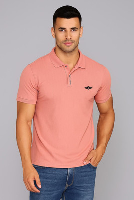 METRONAUT Striped Men Polo Neck Pink T-Shirt