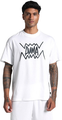 PUMA Solid Men Crew Neck White T-Shirt