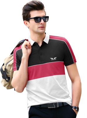 EyeBogler Colorblock Men Polo Neck Pink T-Shirt