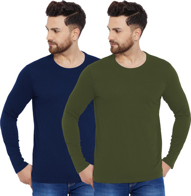 Organic Chics Solid Men Round Neck Multicolor T-Shirt