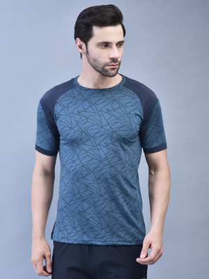 Shiv Naresh Printed Men Round Neck Navy Blue T-Shirt