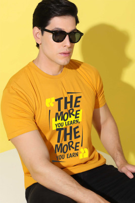 WOOSTRO Graphic Print Men Round Neck Yellow, White T-Shirt