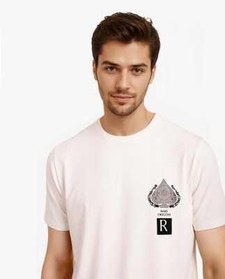 RARE RABBIT Printed Men Crew Neck White T-Shirt