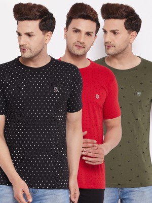 Lycos Graphic Print Men Round Neck Black, Red, Dark Green T-Shirt