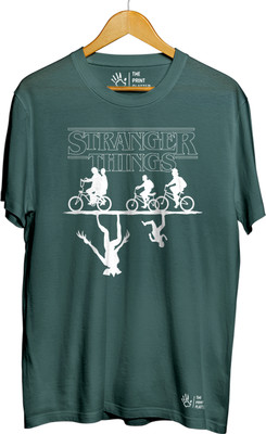 THE PRINT PLATTER Printed Men Round Neck Dark Green T-Shirt