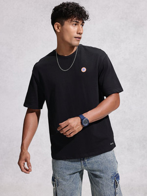 WROGN Printed Men Round Neck Black T-Shirt