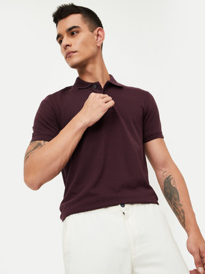 MAX Solid Men Round Neck Purple T-Shirt