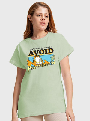 BEWAKOOF Graphic Print Women Round Neck Green T-Shirt