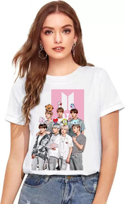 Doyal Collections Printed Women Round Neck White T-Shirt