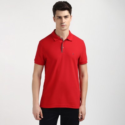 TOMMY HILFIGER Solid Men Polo Neck Red T-Shirt