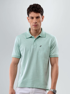 Lux Nitro Solid Men Polo Neck Green T-Shirt