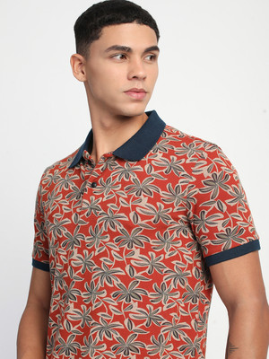 THE BEAR HOUSE Self Design Men Polo Neck Multicolor T-Shirt