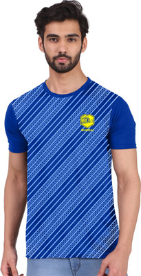 London Hills Printed Men Round Neck Blue T-Shirt
