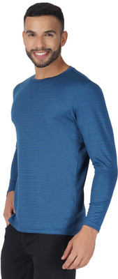 Sportinger Solid Men Round Neck Reversible Blue T-Shirt