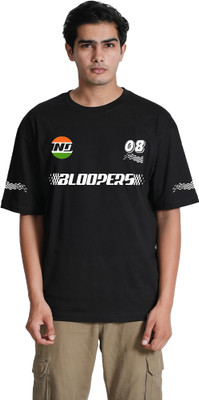 BLOOPERS Printed Men Round Neck Black T-Shirt