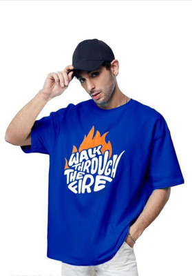 vesloo willow Self Design Men Round Neck Navy Blue T-Shirt