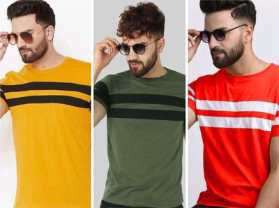 TEE TREE Striped Men Round Neck Multicolor T-Shirt