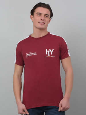 CANTABIL Typography Men Round Neck Maroon T-Shirt