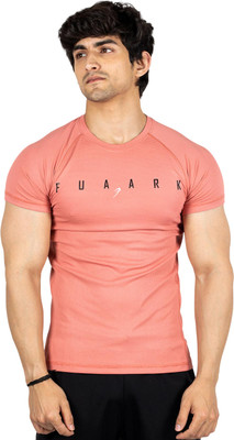 FuaarK Typography Men Round Neck Pink T-Shirt
