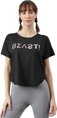 MKH Graphic Print Women Crew Neck Black T-Shirt