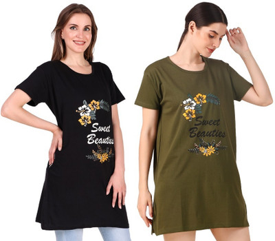 Trike Graphic Print Women Round Neck Multicolor T-Shirt