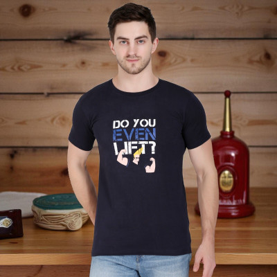 Faricon Trend Solid Men Round Neck Black T-Shirt