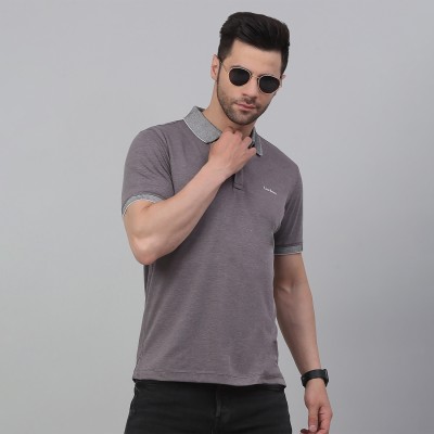 LOUIS STITCH Self Design Men Polo Neck Grey T-Shirt