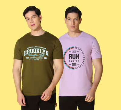 WOOSTRO Printed, Typography Men Round Neck Multicolor T-Shirt