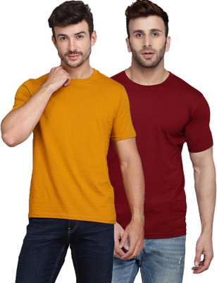 SLOWLORIS Solid Men Round Neck Multicolor T-Shirt