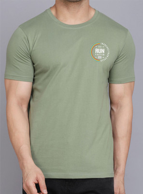 WOOSTRO Graphic Print Men Round Neck Light Green T-Shirt