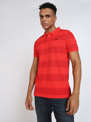 LEE Printed Men Polo Neck Red T-Shirt
