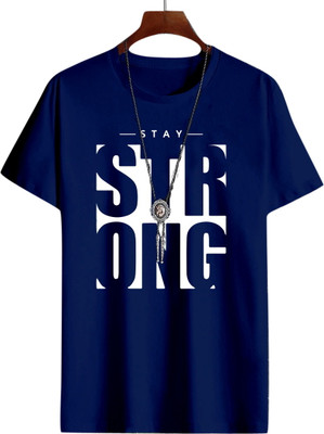 Nirvaan Printed, Typography Men Round Neck Blue T-Shirt