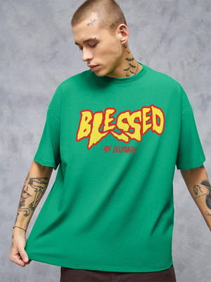 Leotude Printed Men Round Neck Green T-Shirt
