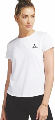 Atlies Solid Women Round Neck White T-Shirt