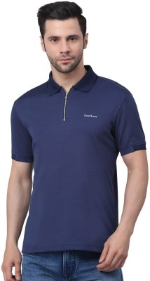 LOUIS STITCH Solid Men Polo Neck Blue T-Shirt