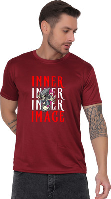 Atharva Trends Printed Men Round Neck Maroon T-Shirt