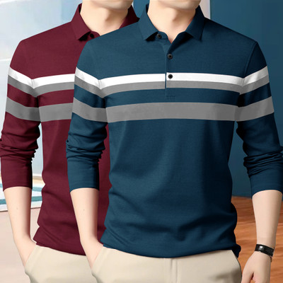SCOWET Colorblock Men Polo Neck Multicolor T-Shirt