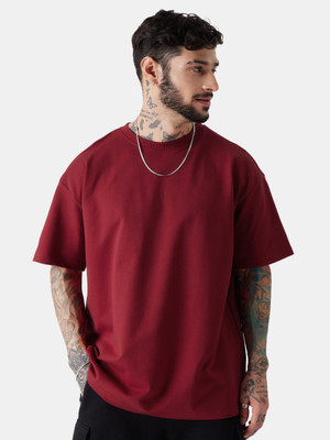 The Souled Store Solid Men Round Neck Red T-Shirt