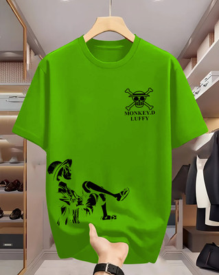 Beaumen Graphic Print Men Round Neck Green T-Shirt