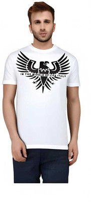 Royal Creations By Rv Printed Men Round Neck White T-Shirt