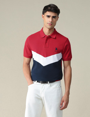 U.S. POLO ASSN. Colorblock Men Polo Neck Red T-Shirt