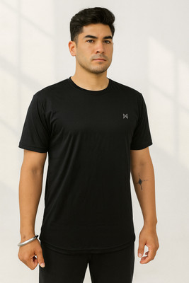 Force NXT Solid Men Round Neck Black T-Shirt