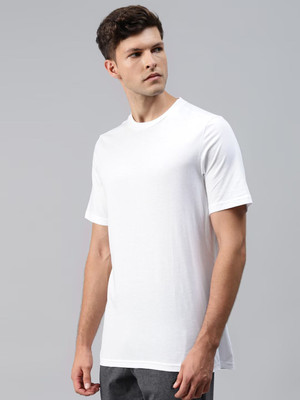OrrganicChics Solid Men Round Neck White T-Shirt