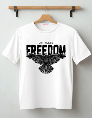 DIBBY Printed Men Round Neck White T-Shirt